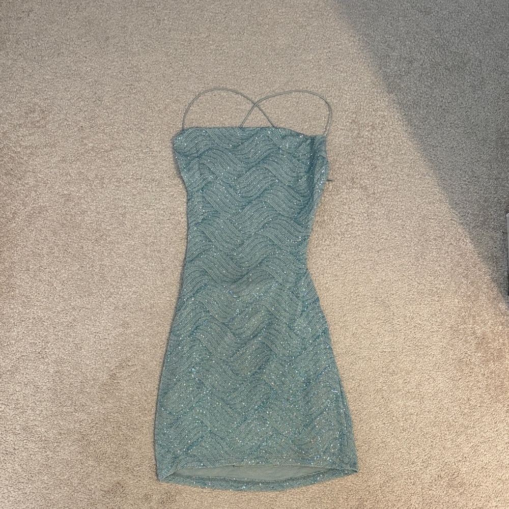 Elegant Blue Sequin Dress